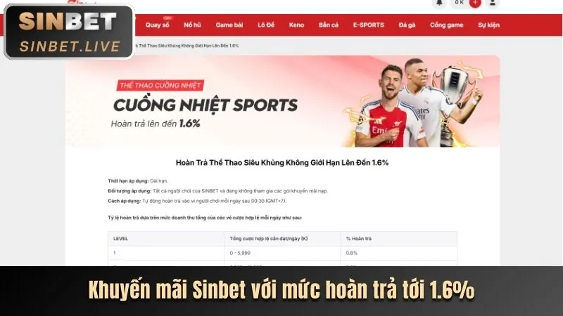 Hoàn trả cược thể thao m66